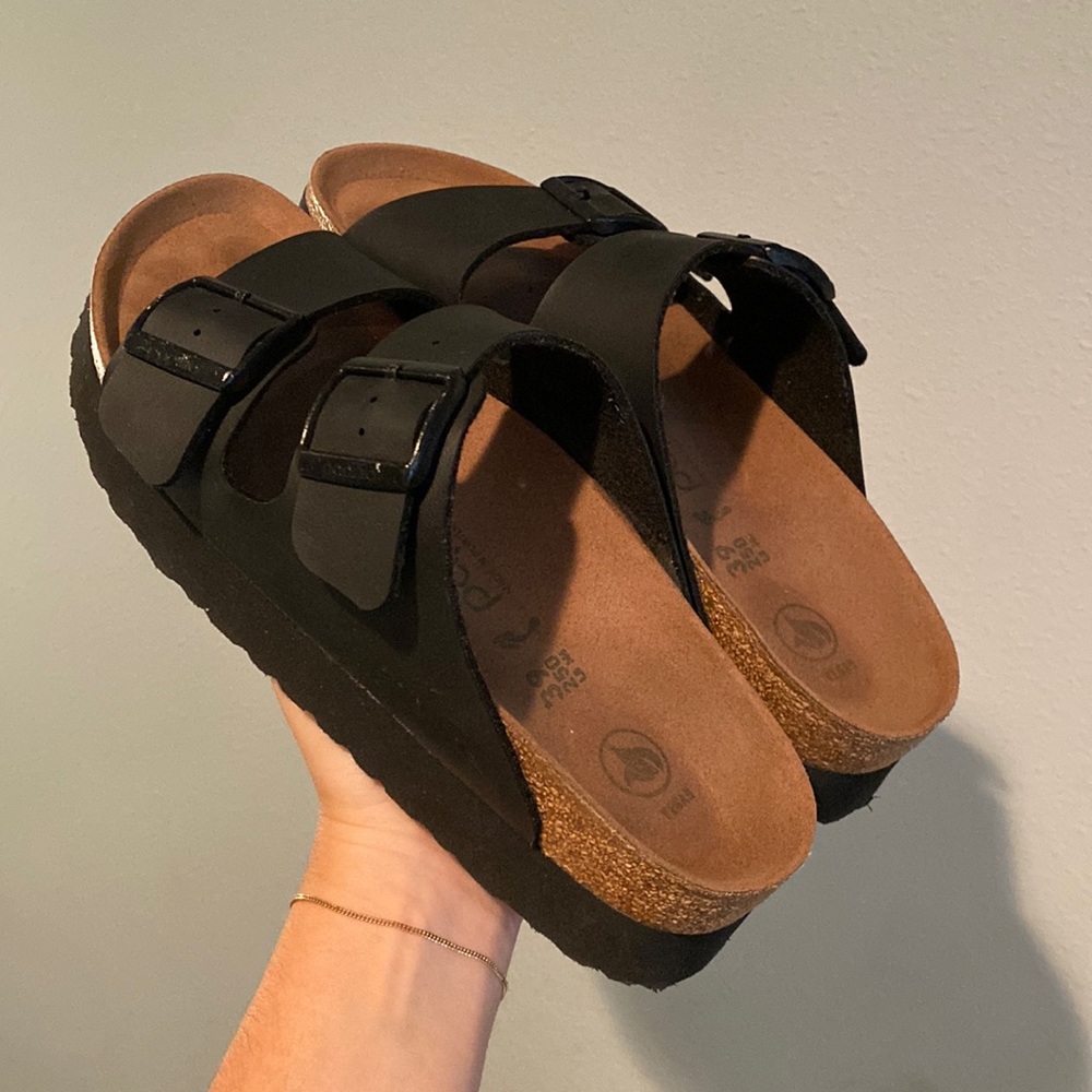 Birkenstock - WORN ONCE - platform - VEGAN - Papillio - matte black